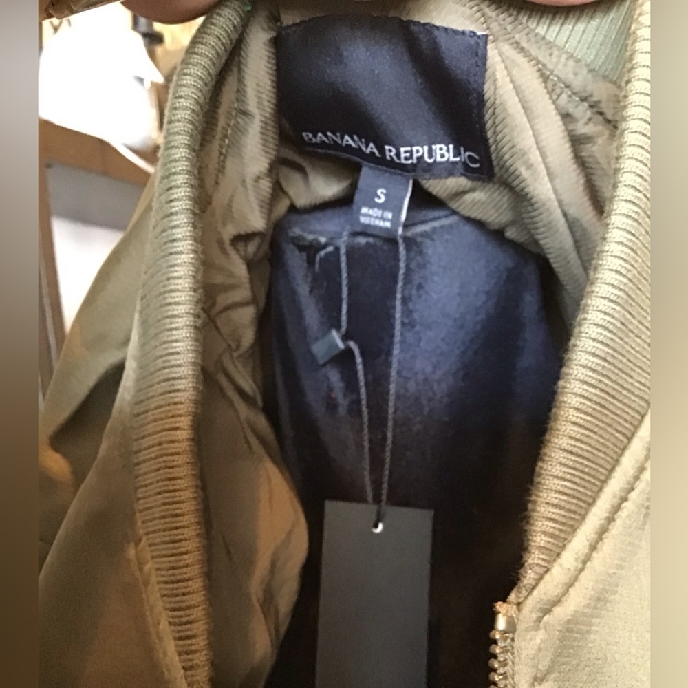 Banana republic Olive Green Bomber Jacket sz S - Picture 3 of 5
